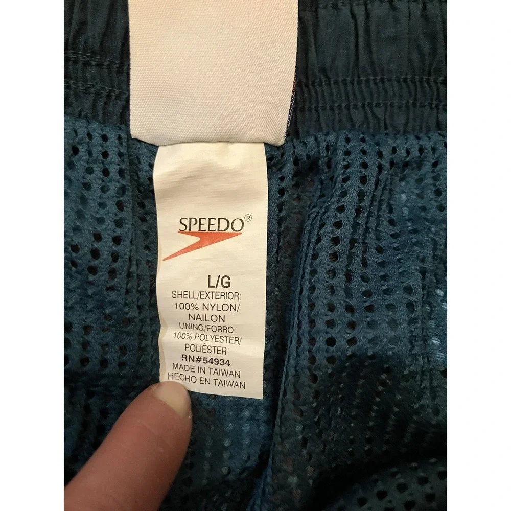 Speedo Men's Swim Trunks Board Shorts Blue Green Floral Print Size Large L